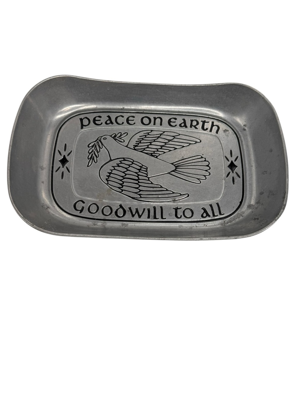 Wilton Armetale pewter bread tray Peace on Earth decor serving dish